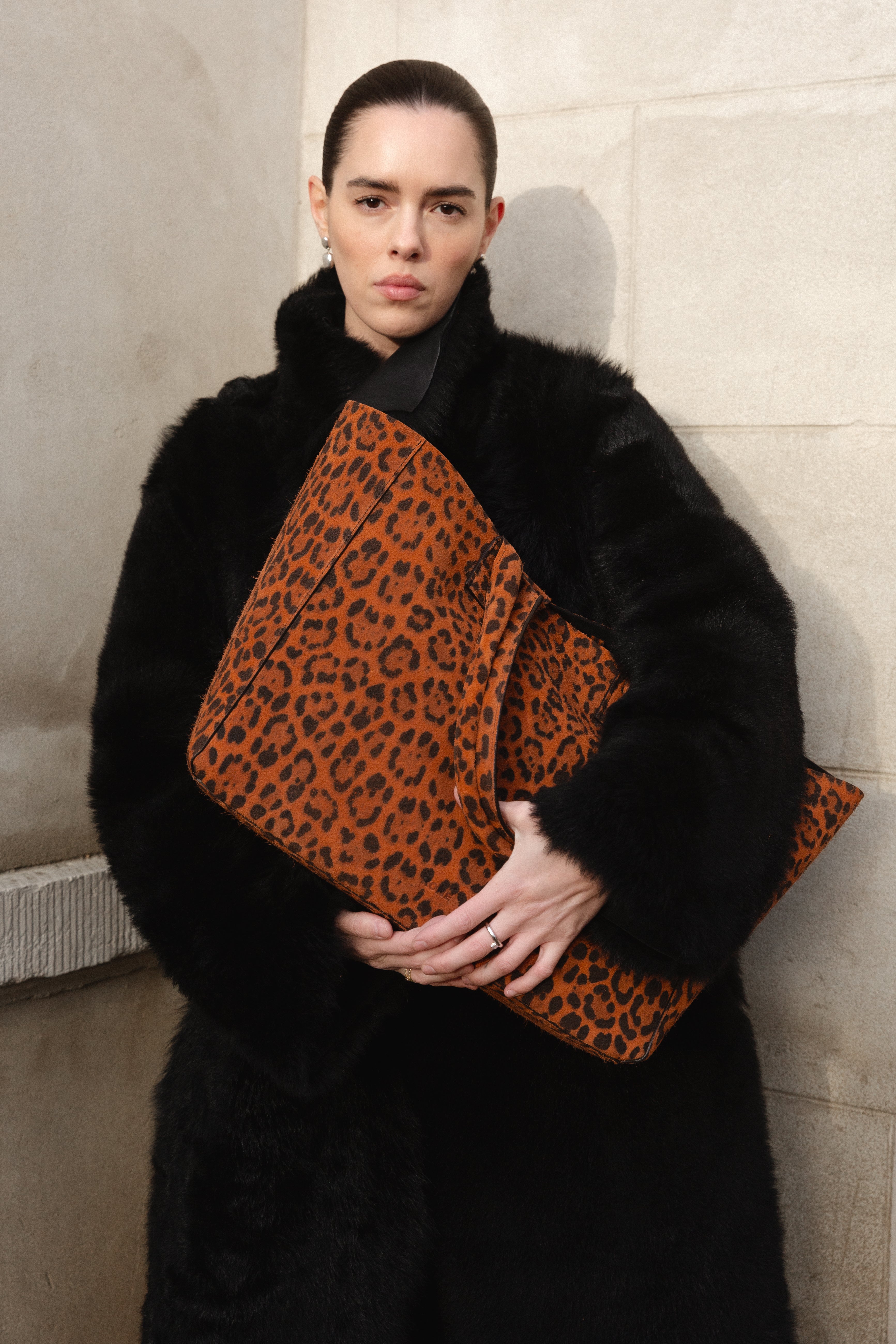 LARGE FILIPPO BAG - LEOPARD SUEDE