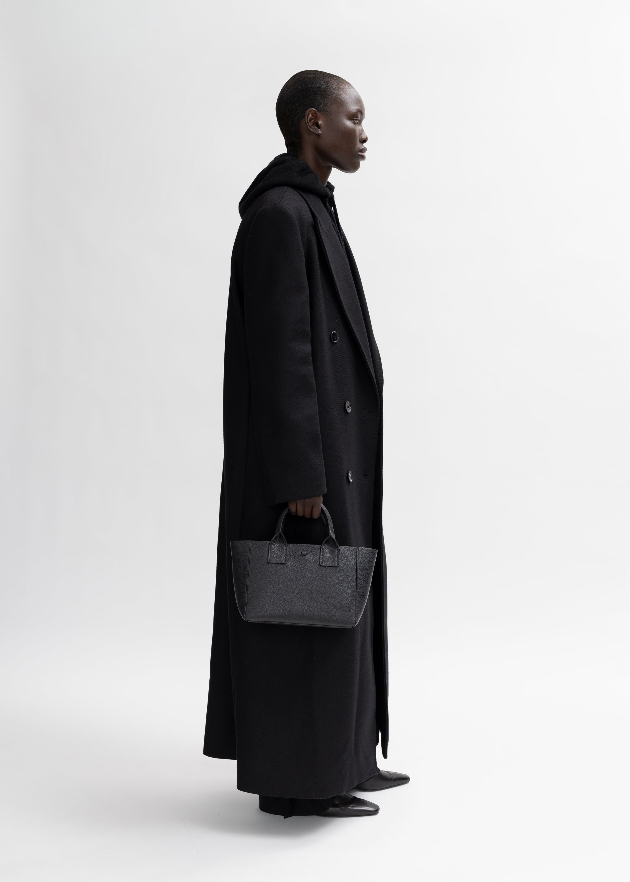 Little Filippo Rio Pebbled Leather Shoulder Bag in Black | KONÉ